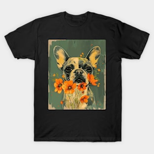 French Bulldog  Flowers Photo Art Design For Dog Onwer T-Shirt